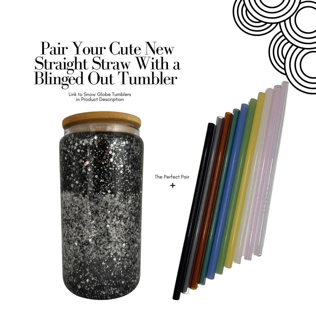 Glass Tumbler Straw Replacement with Snow Globe Tumbler Cup
