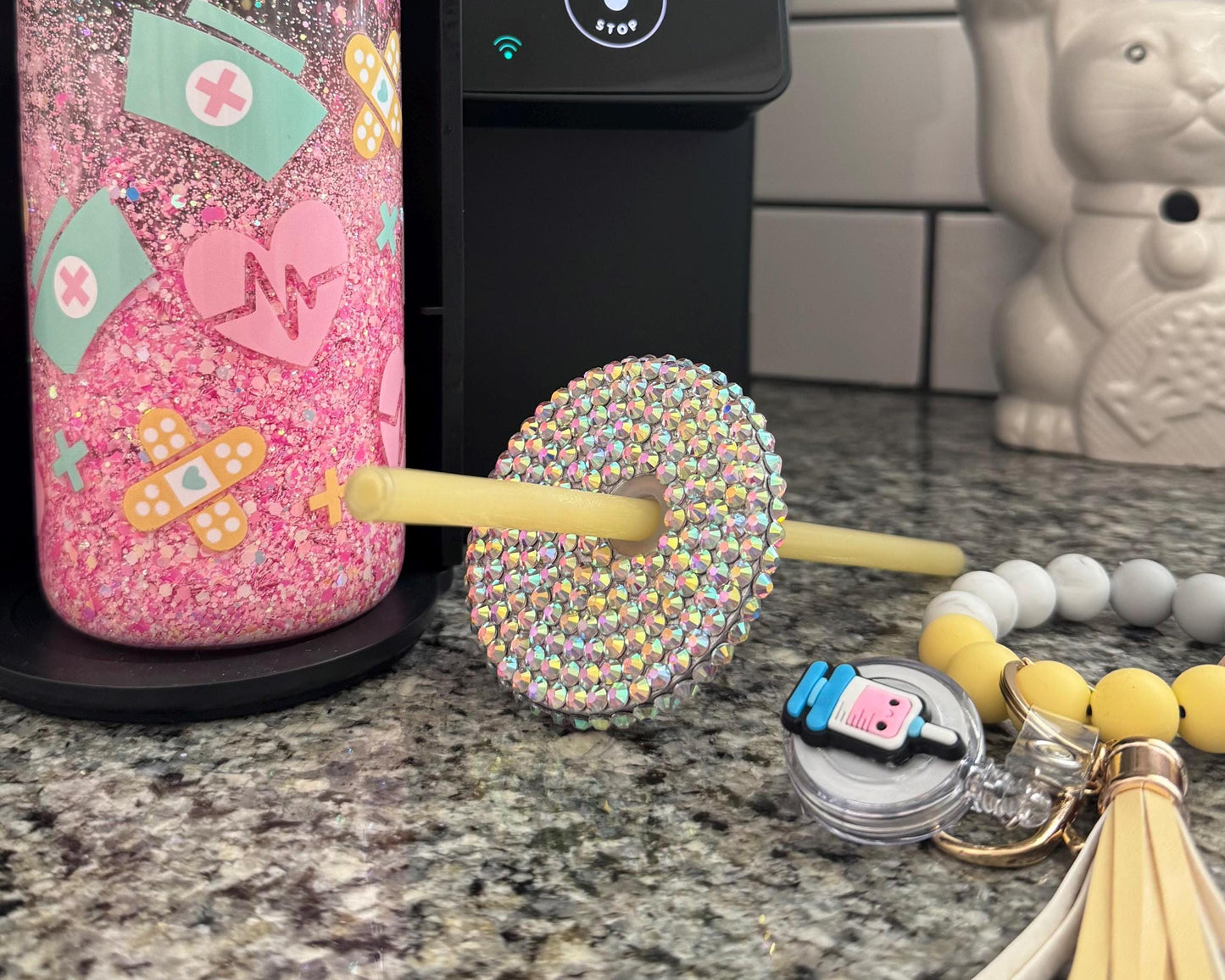 Snow Globe Sparkle Tumbler and Bling Lid