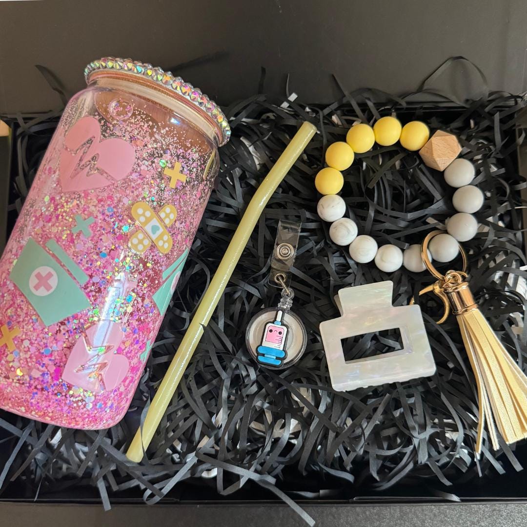 Nurse Appreciation Gift for Coworker Gift for Nurse Tumbler for Iced Coffee Glass Tumbler Gift for Nurse Gift Box Set Nurse Thank You Gift