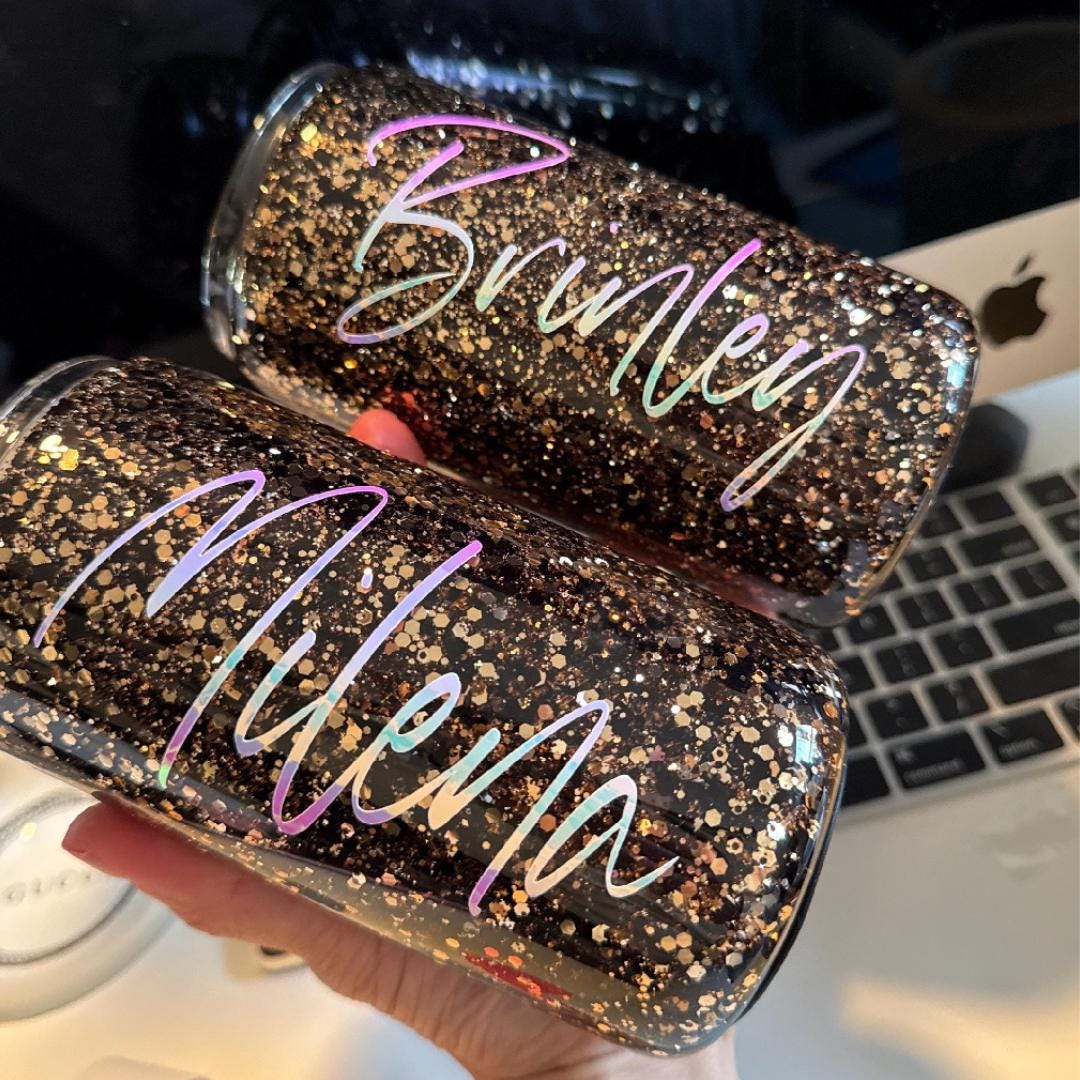 Glitter Snow Globe Glass Coffee Mug Personalized Custom Name Iced Coffee Aesthetic Drinkware Birthday Gift Bridal Shower Office Party Favor