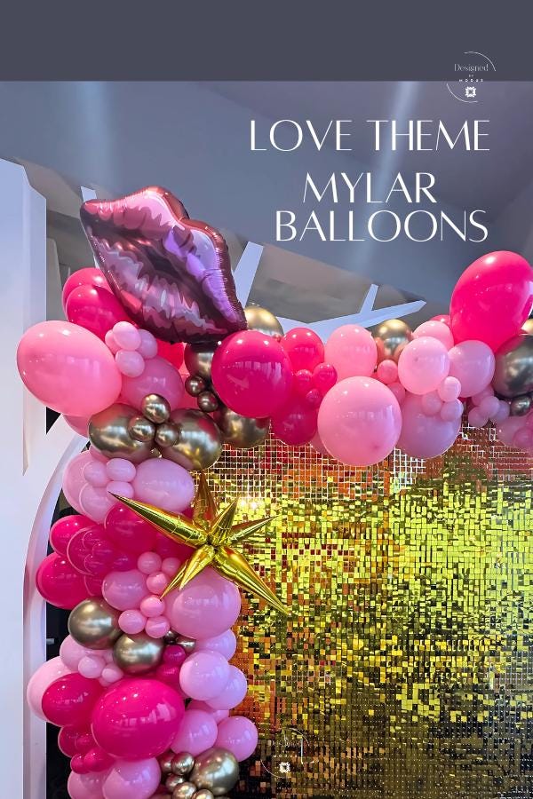 Kissing Lip Mylar Balloon Garland Kit: Love Theme Party Decor