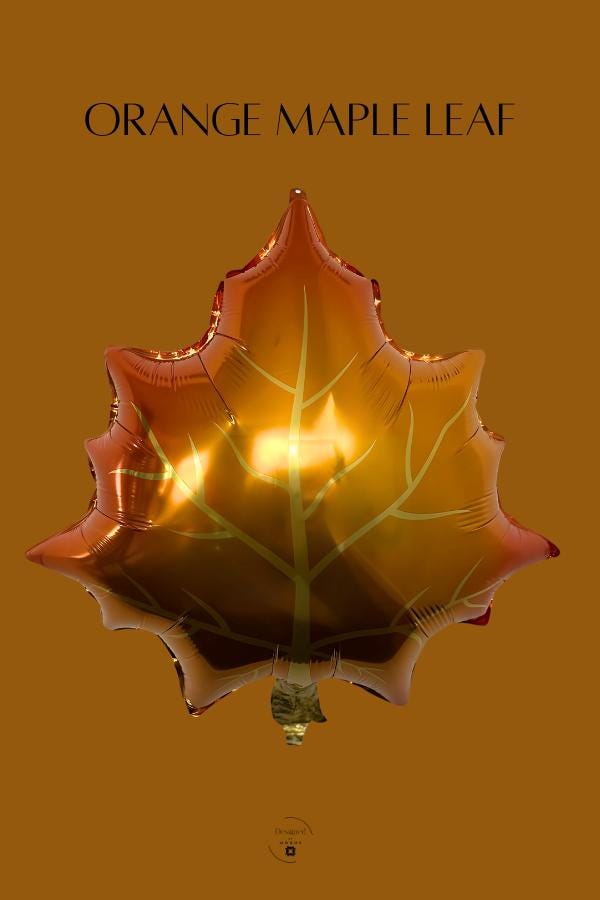 Orange Maple Leaf Mylar Balloon: Autumn Party Decor