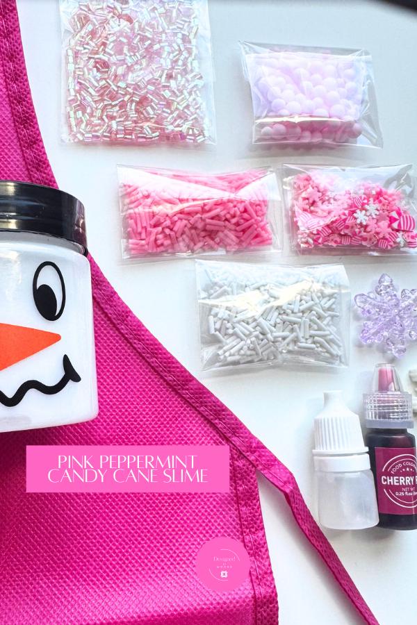 Pink Peppermint Slime Kit: Christmas Sensory Craft, Party Favor