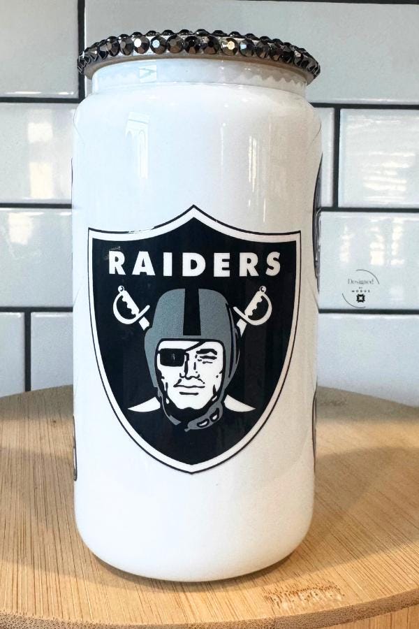 Las Vegas Raiders Tumbler with Rhinestone Lid, Game Day Fan Cup