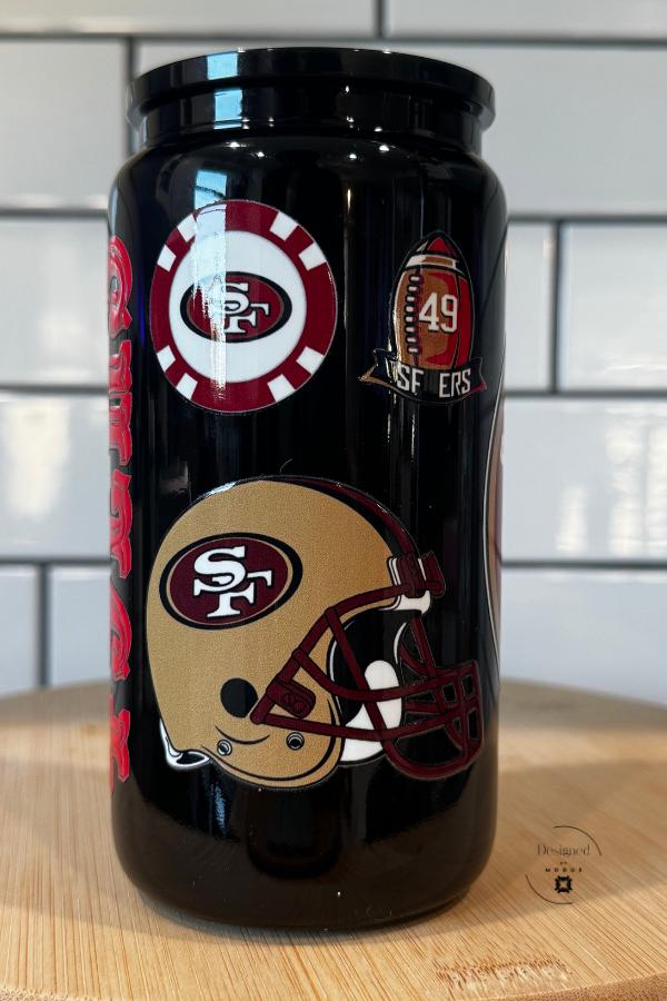 49er Football Tumbler | Red and Gold Game Day Cup with Lid & Straw