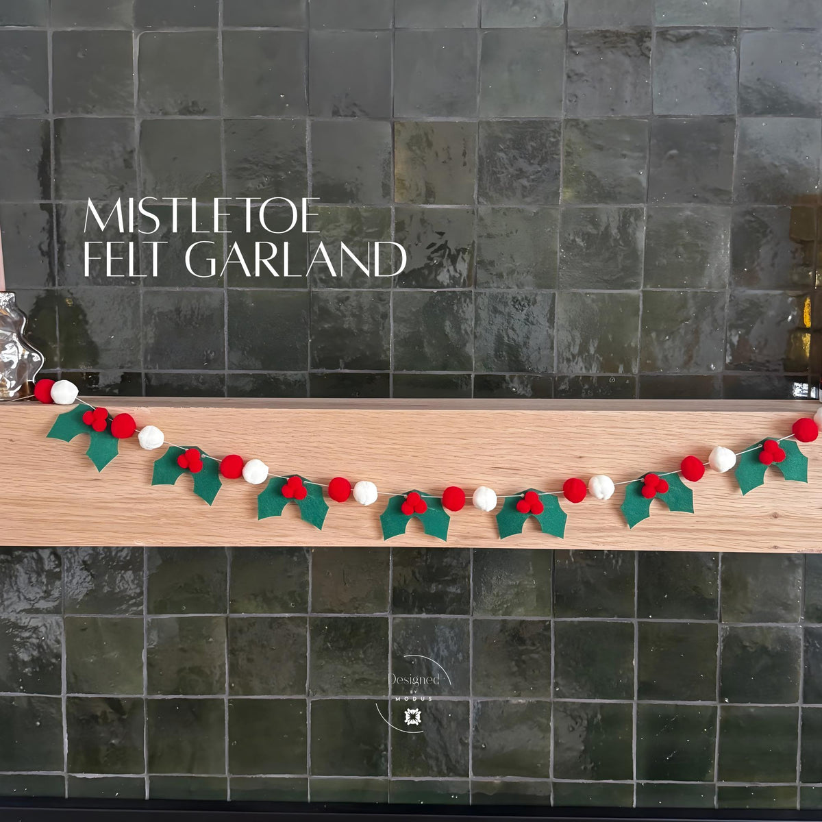 Peppermint Felt Garland | Red & White Christmas Mantel Decor