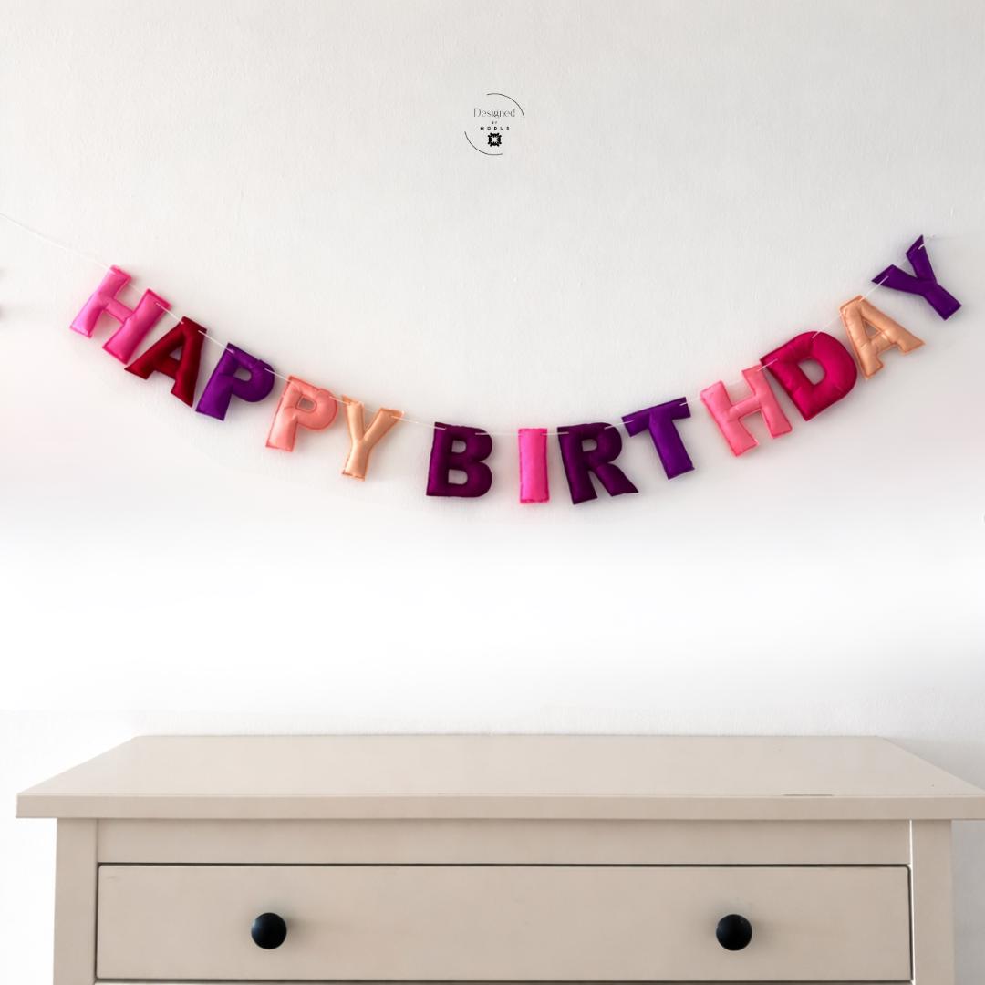 Happy Birthday Banner Felt Letter Garland Pink Purple Red Birthday Decor Birthday Party Decoration Party Banner Kids Birthday Banner