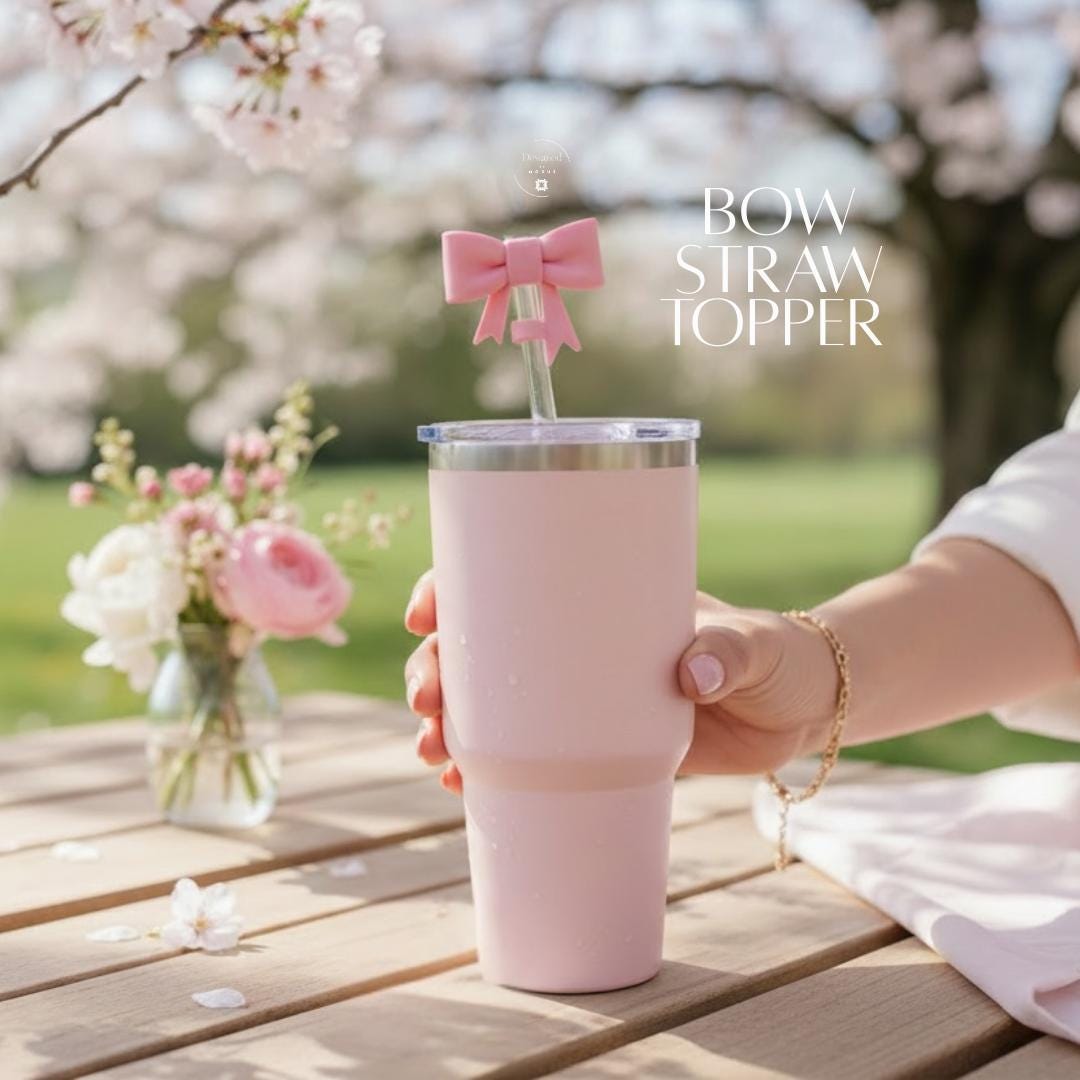 Bow Straw Topper: Kawaii Silicone Tumbler Charm Decoration
