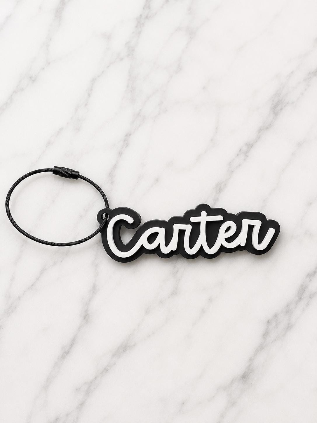 Backpack Keychain Gift Personalized Name Tag Holder Acrylic Charm Bracelet Key Ring Holder Wrist Strap Women Accessory Marble Pattern