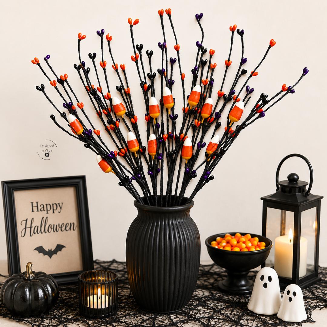 Halloween Wreath Supplies Craft Materials Floral Stem Black Wire Festive Piece Fall Centerpiece Party Display Seasonal Arrangement Candy