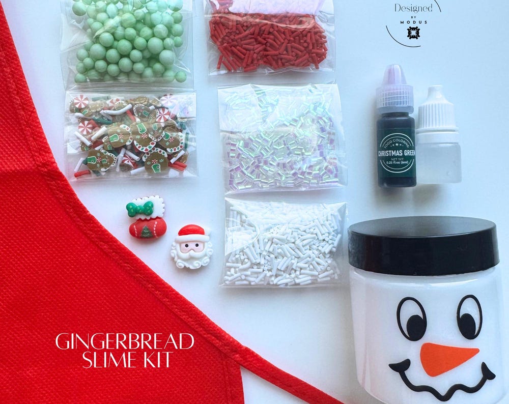 Gingerbread Christmas Slime Kit: Non-Toxic Sensory Craft with Sprinkles