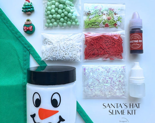 Santa's Hat Christmas Slime Kit: Holiday Sensory Craft