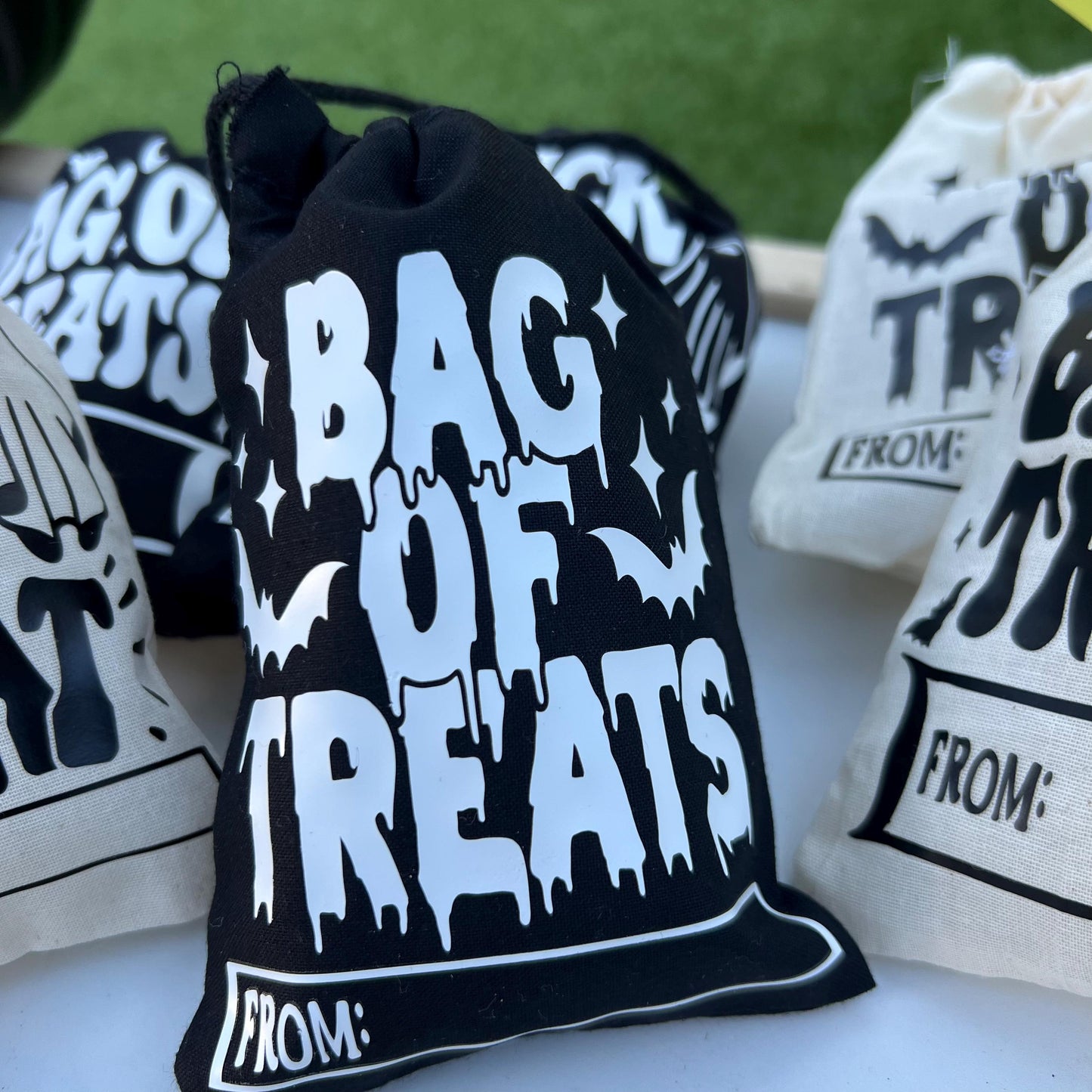 Personalized Halloween Favor Bags: Cotton Trick or Treat Party Gifts