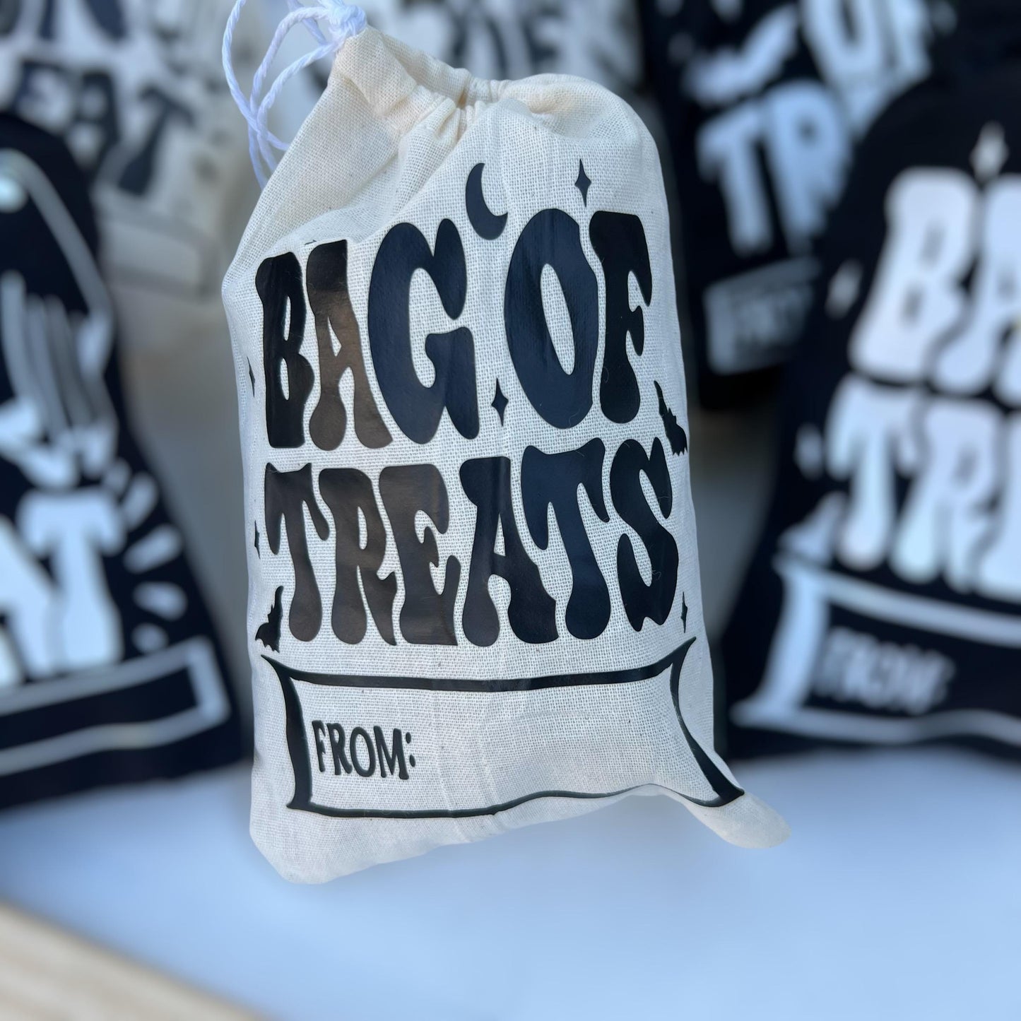 Personalized Halloween Favor Bags: Cotton Trick or Treat Party Gifts