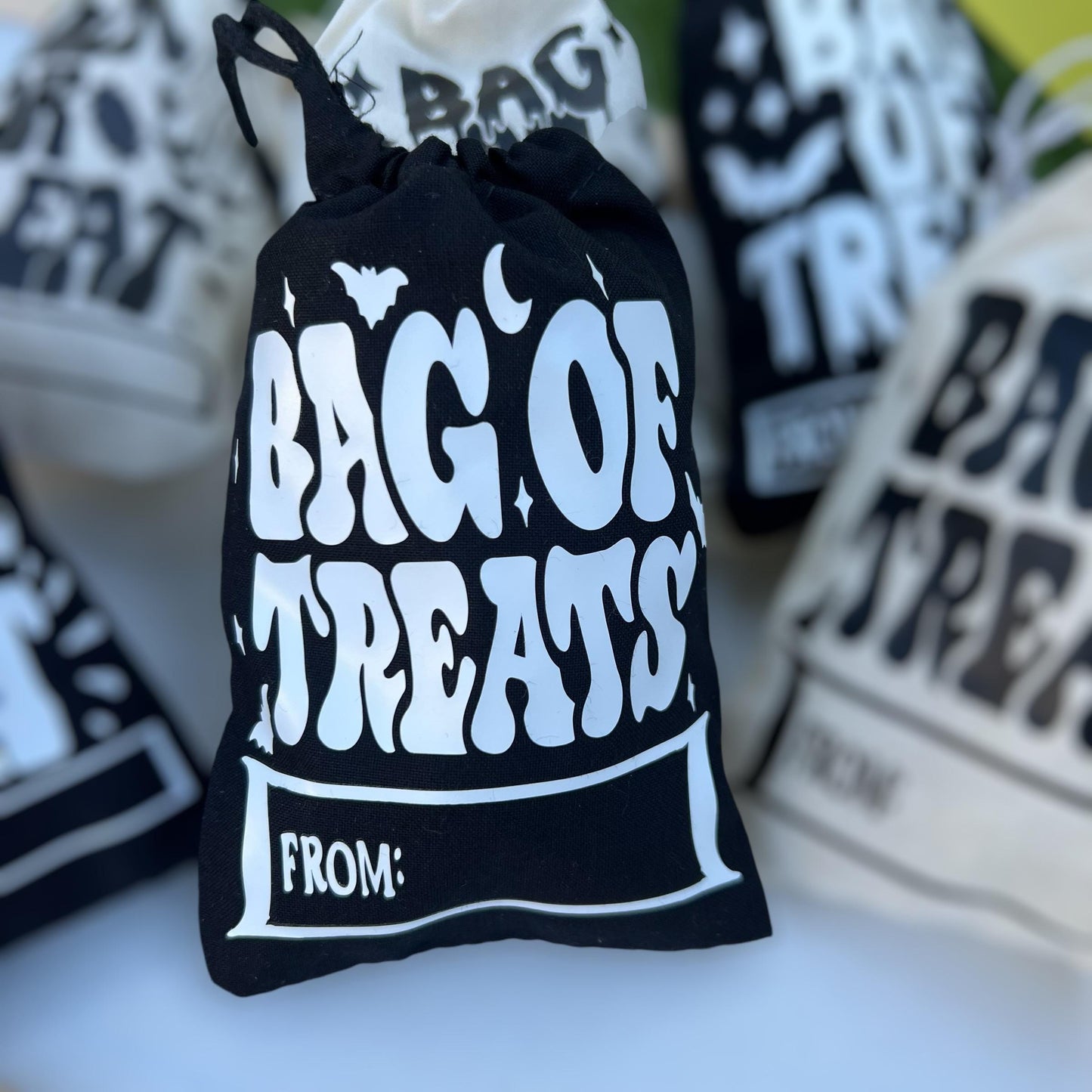 Personalized Halloween Favor Bags: Cotton Trick or Treat Party Gifts