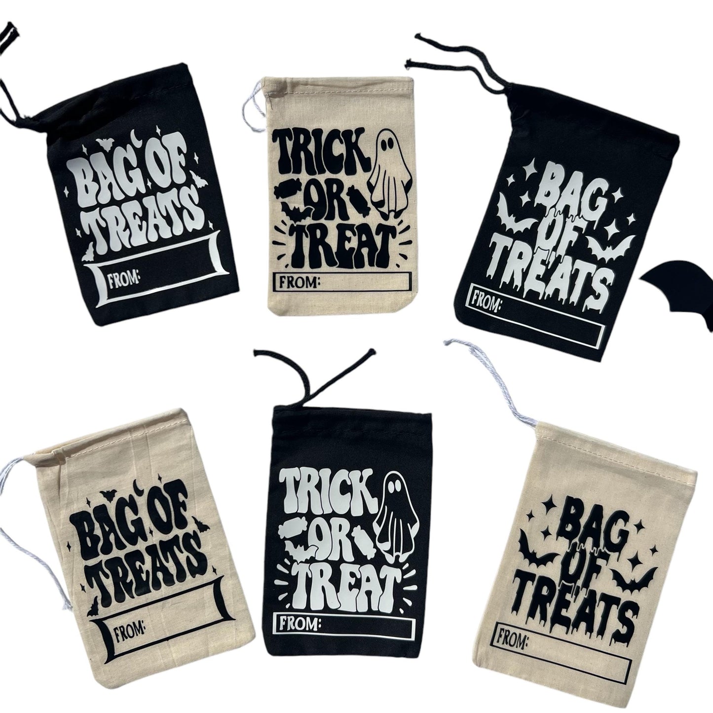 Personalized Halloween Favor Bags: Cotton Trick or Treat Party Gifts