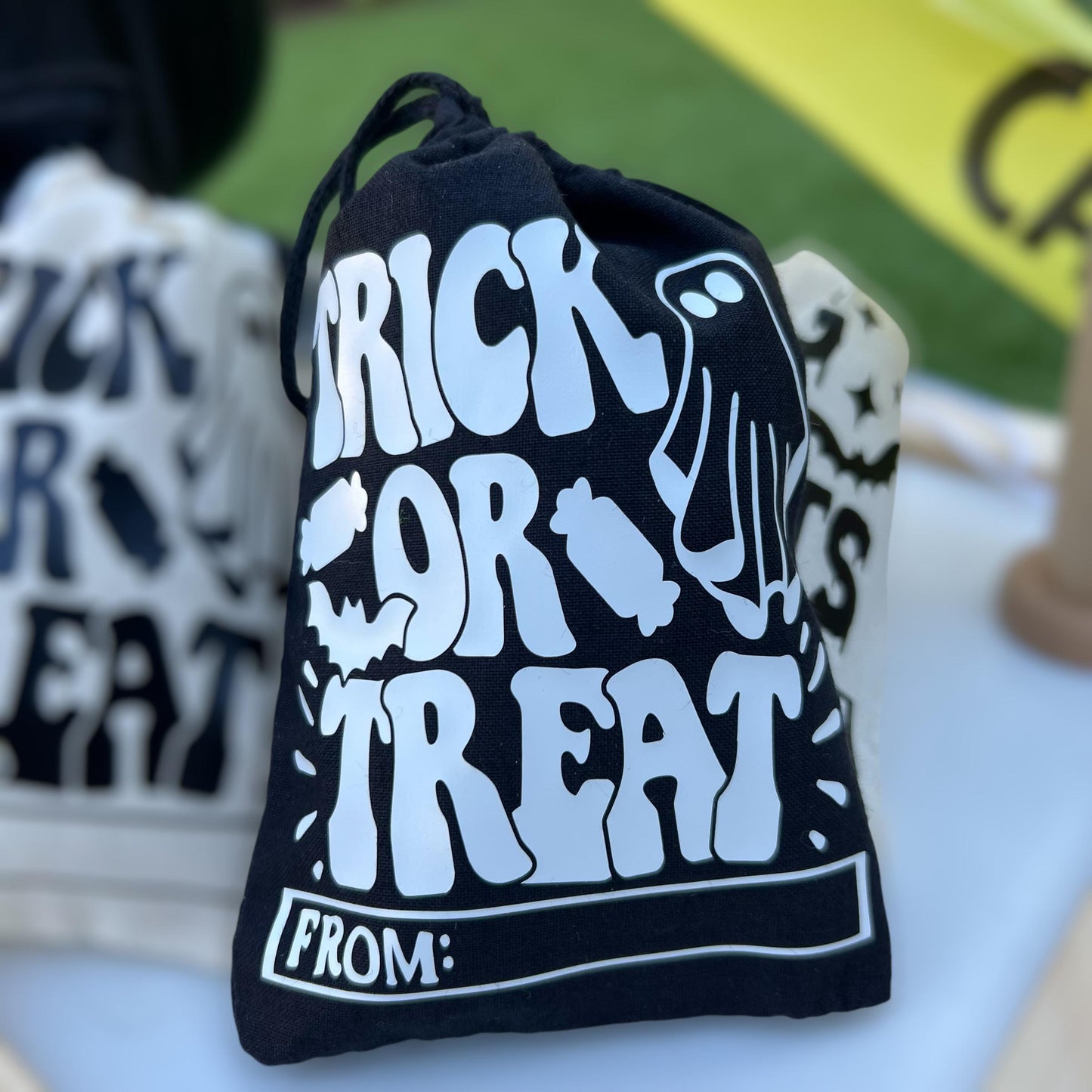 Personalized Halloween Favor Bags: Cotton Trick or Treat Party Gifts