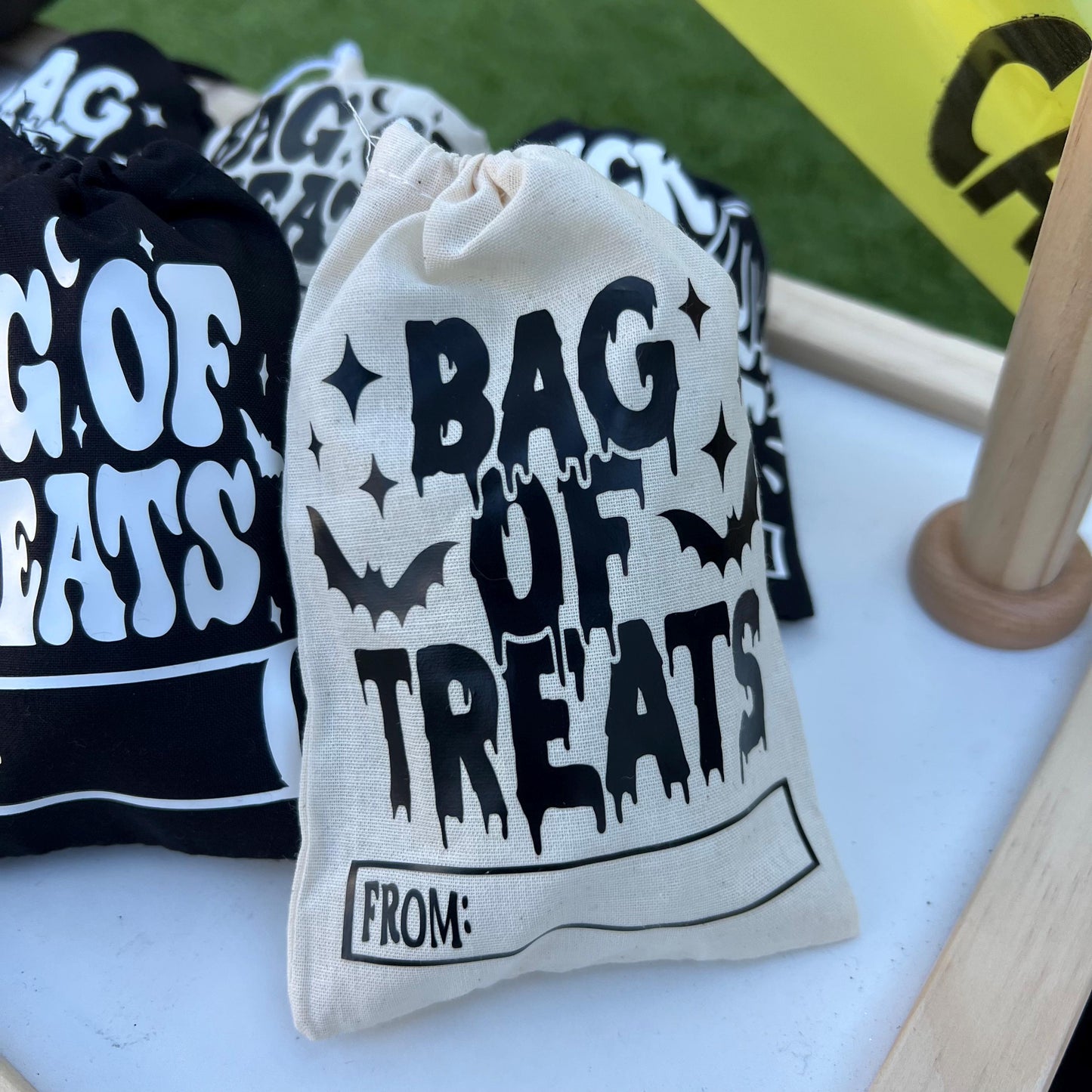 Personalized Halloween Favor Bags: Cotton Trick or Treat Party Gifts