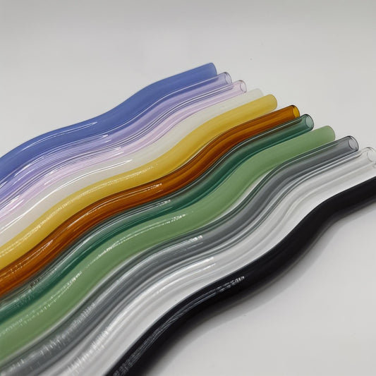 Wavy Glass Tumbler Straw