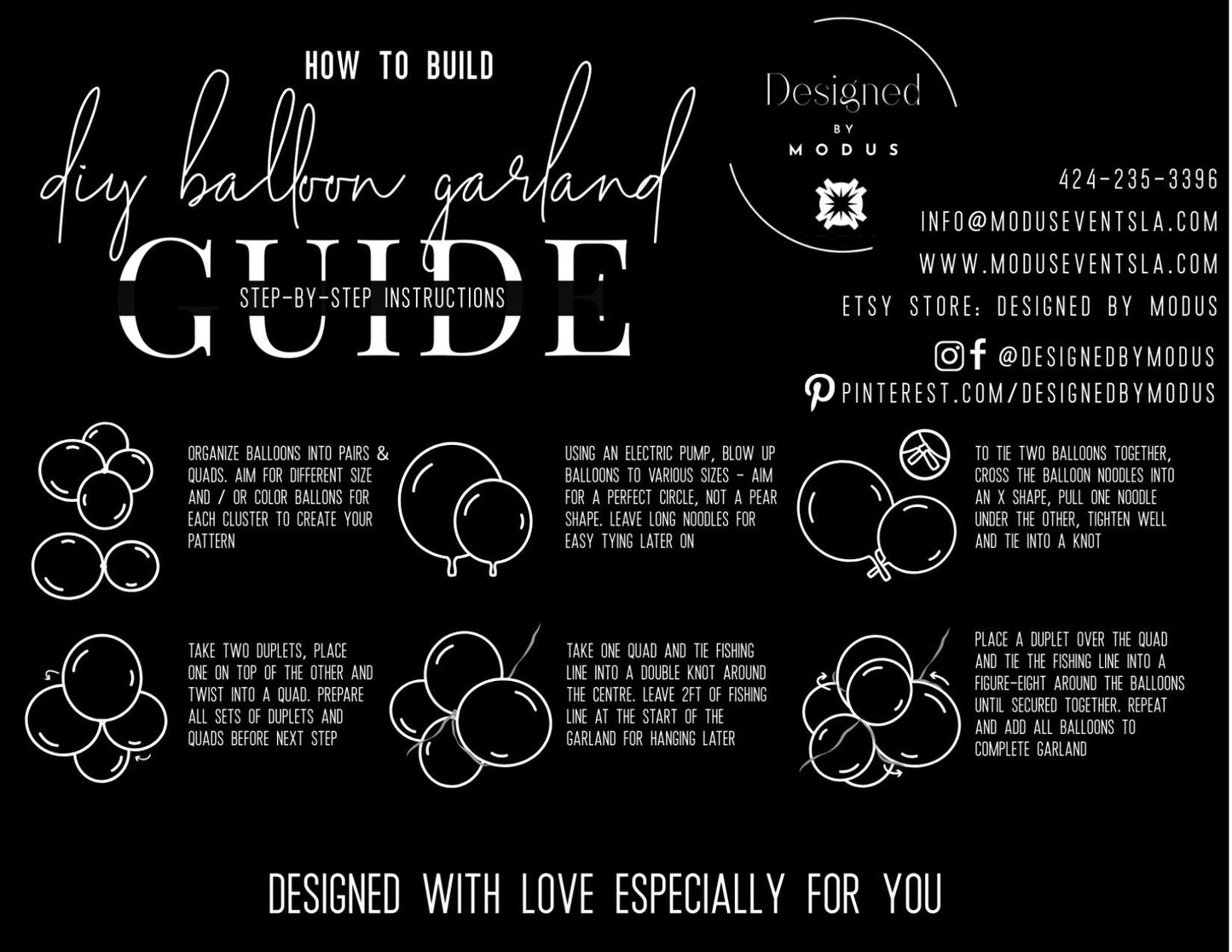 Black, Gold & White Balloon Garland Kit: DIY Party Arch