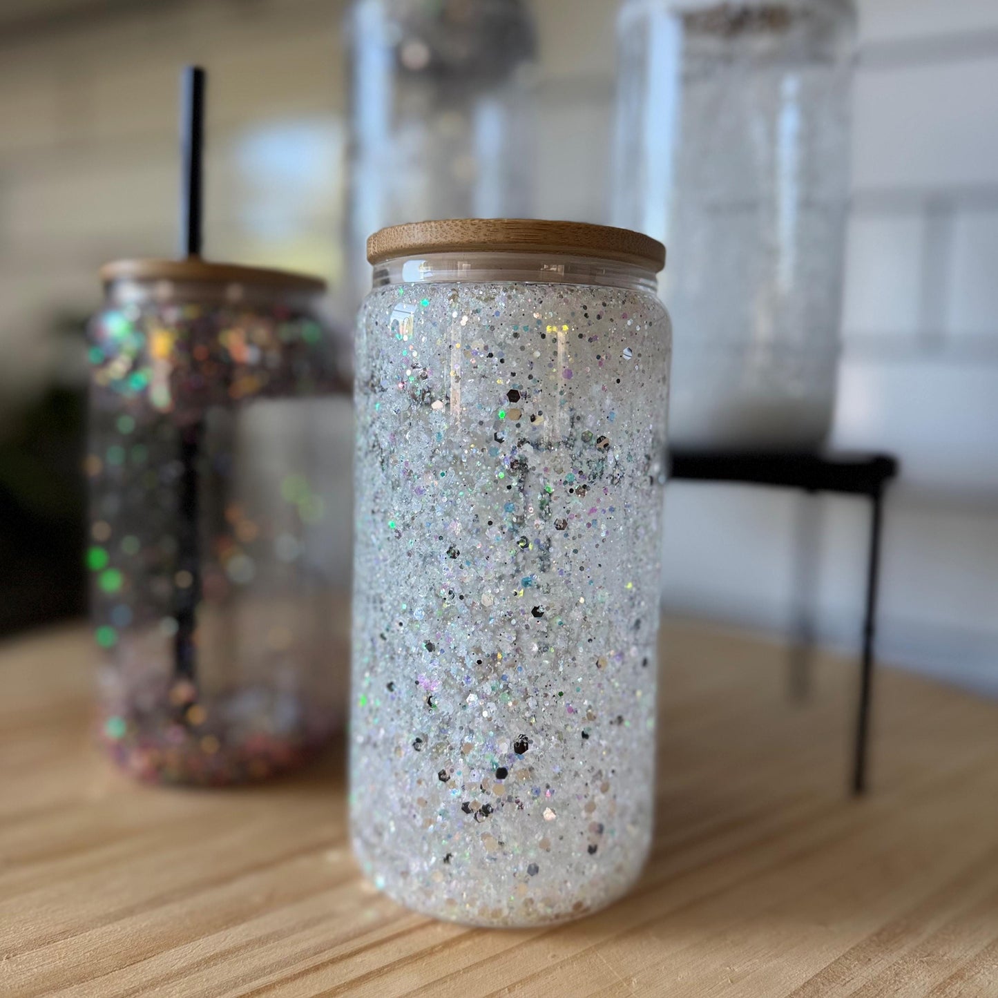 Snow Globe Tumbler: Personalized Glitter Cup, Iced Coffee Tumbler (16oz)