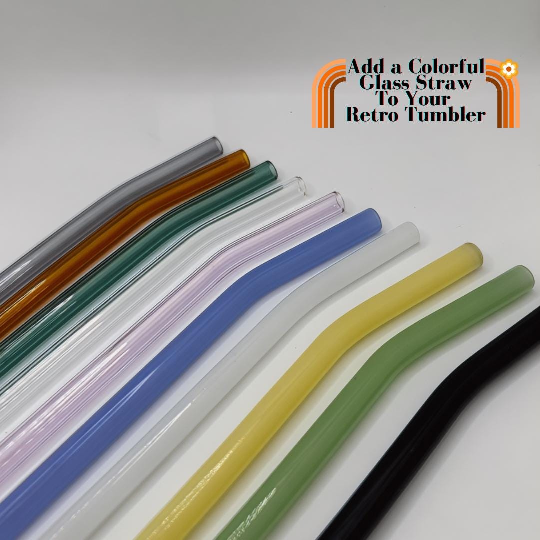 Retro Glitter Glass Tumbler: 16oz Iced Coffee Cup with Bamboo Lid