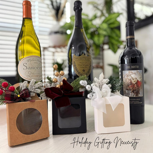Holiday Wine Bottle Gift Tag Box, Party Favor