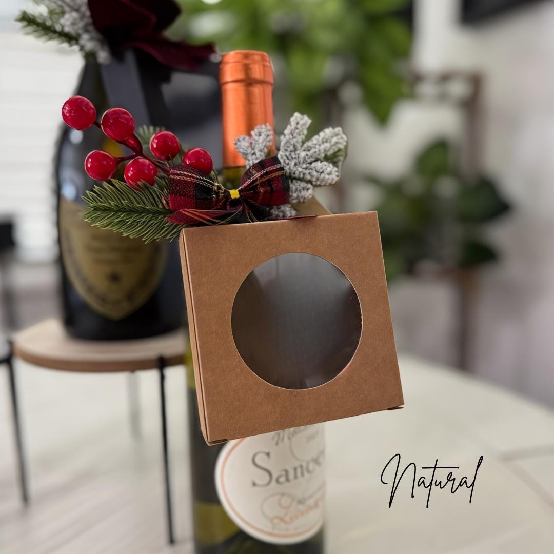 Holiday Wine Bottle Gift Tag Box, Party Favor