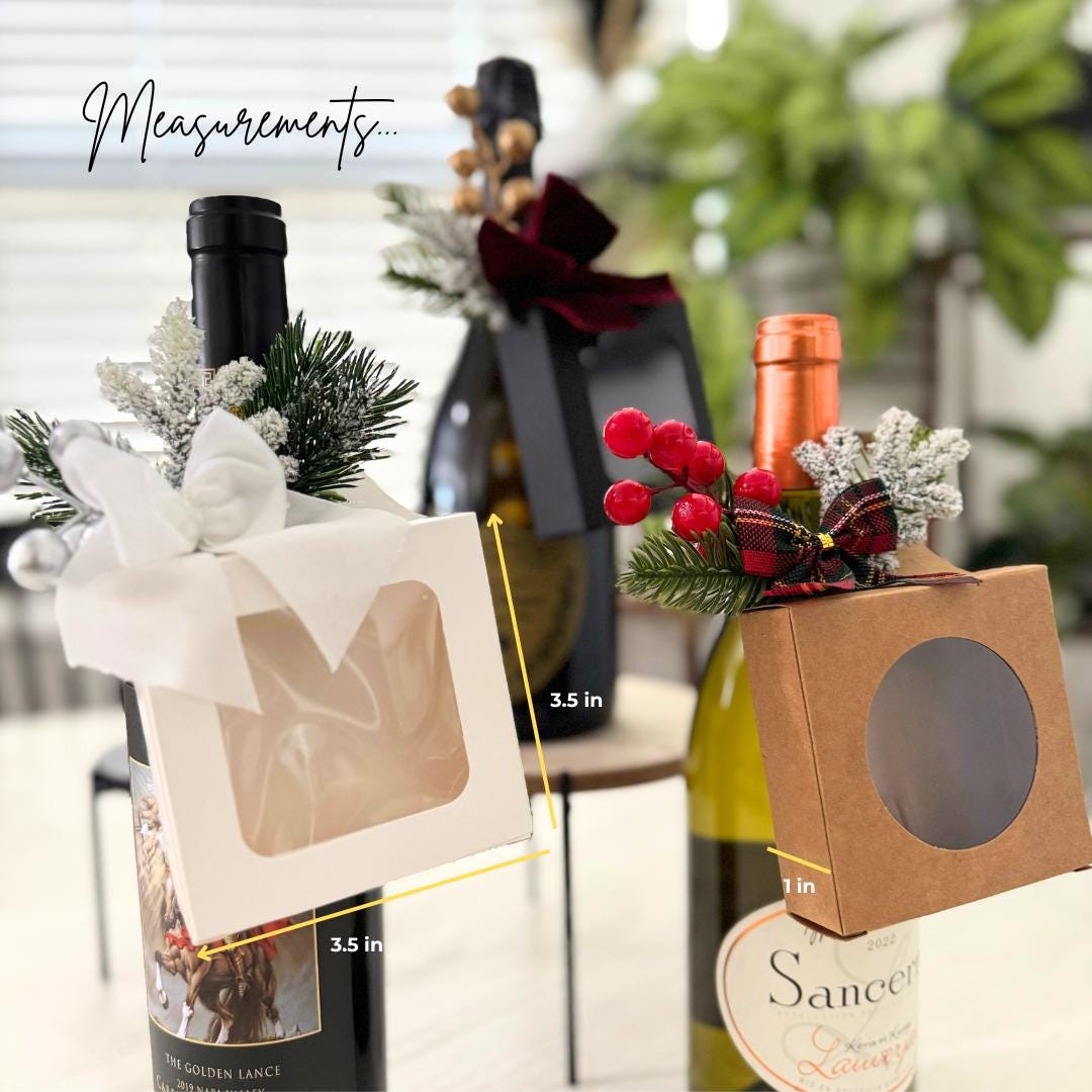 Holiday Wine Bottle Gift Tag Box, Party Favor