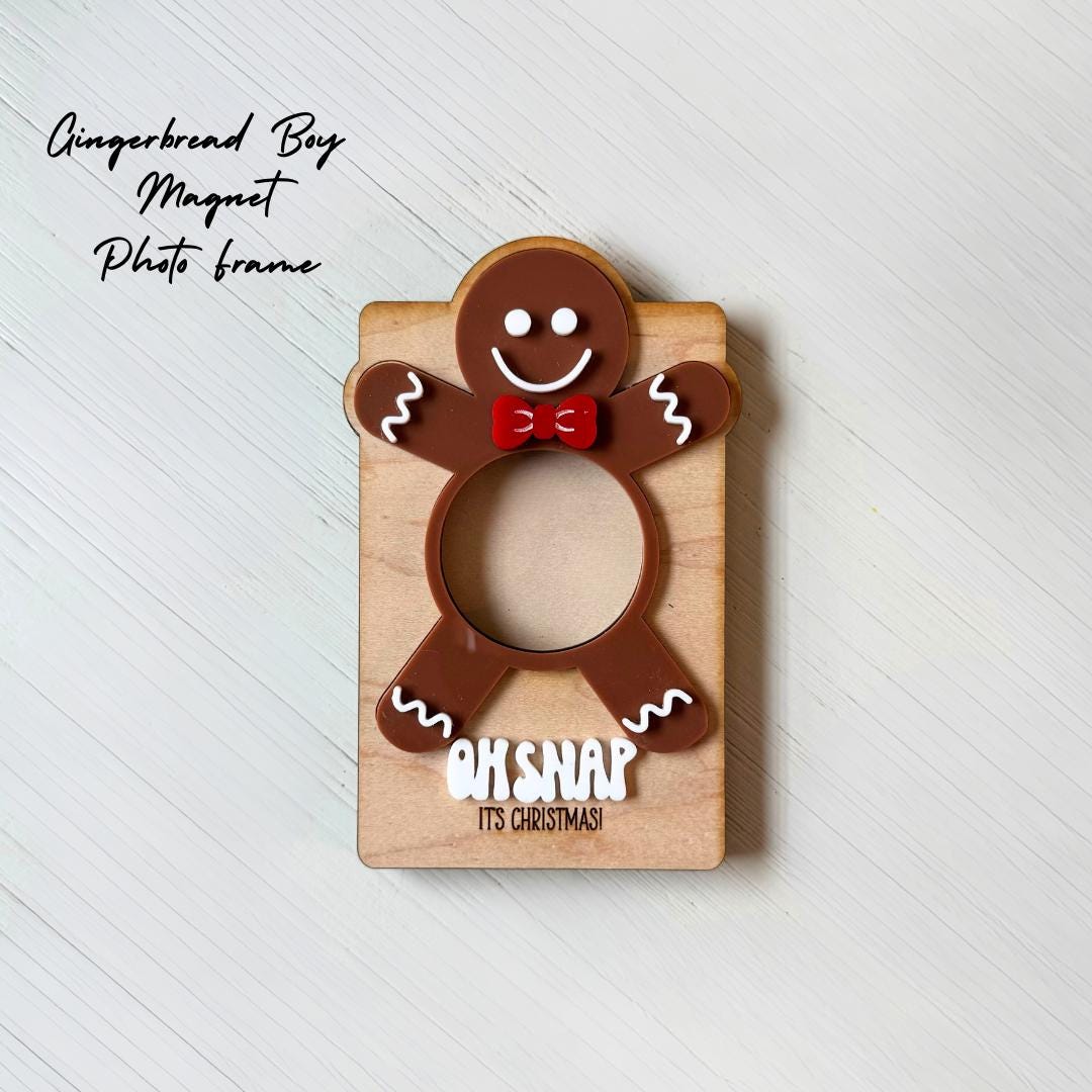 Gingerbread Christmas Picture Frame Holiday Photo Holder Christmas Gift for Grandparents Teacher Gift Stocking Stuffer Christmas Keepsake