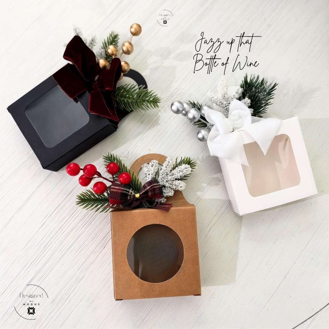 Holiday Wine Bottle Gift Tag Box, Party Favor