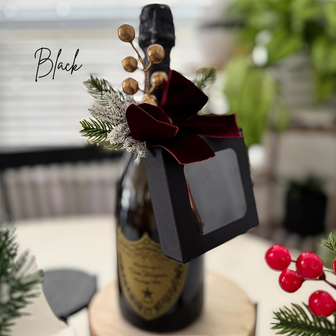 Holiday Wine Bottle Gift Tag Box, Party Favor