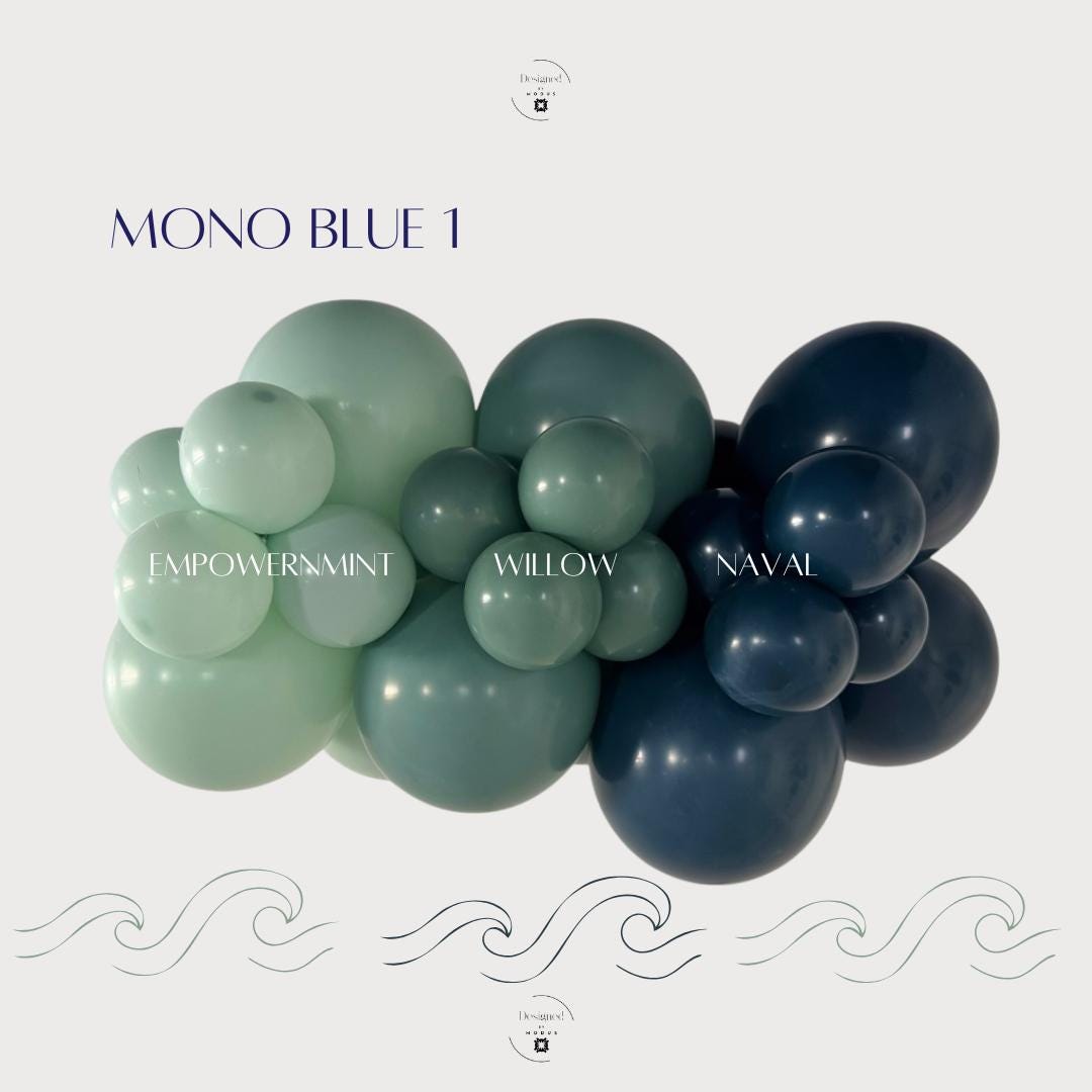 Blue Balloon Garland Kit: Naval, Willow, Empowermint Party Decor