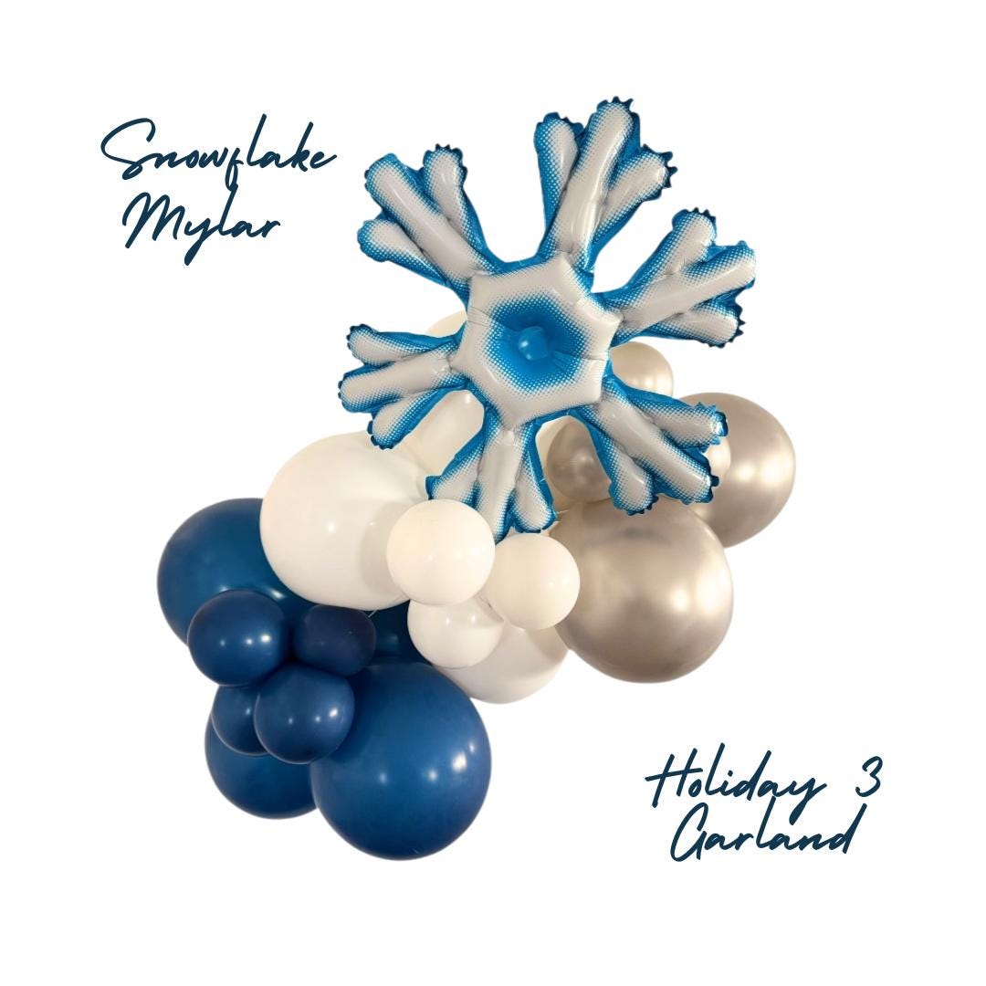 snowflake mylar balloon with balloon garland