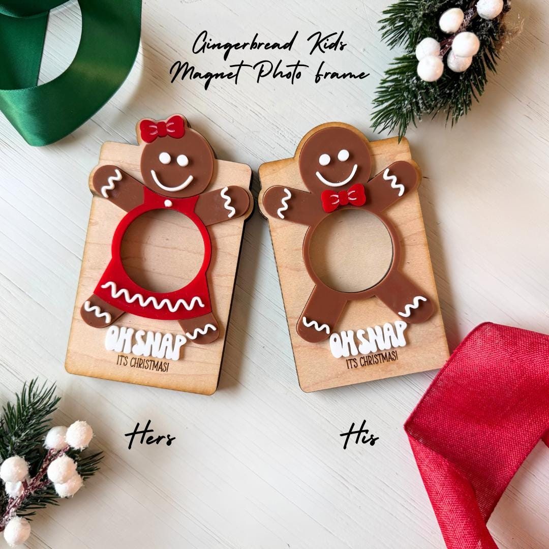 Gingerbread Christmas Picture Frame Holiday Photo Holder Christmas Gift for Grandparents Teacher Gift Stocking Stuffer Christmas Keepsake