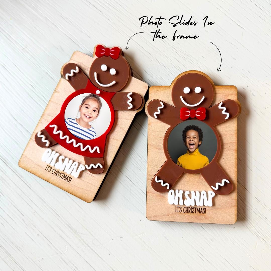 Gingerbread Christmas Picture Frame Holiday Photo Holder Christmas Gift for Grandparents Teacher Gift Stocking Stuffer Christmas Keepsake