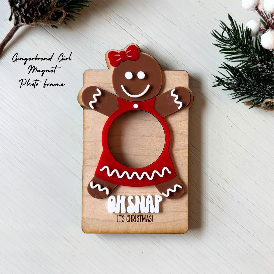 Gingerbread Christmas Picture Frame Holiday Photo Holder Christmas Gift for Grandparents Teacher Gift Stocking Stuffer Christmas Keepsake