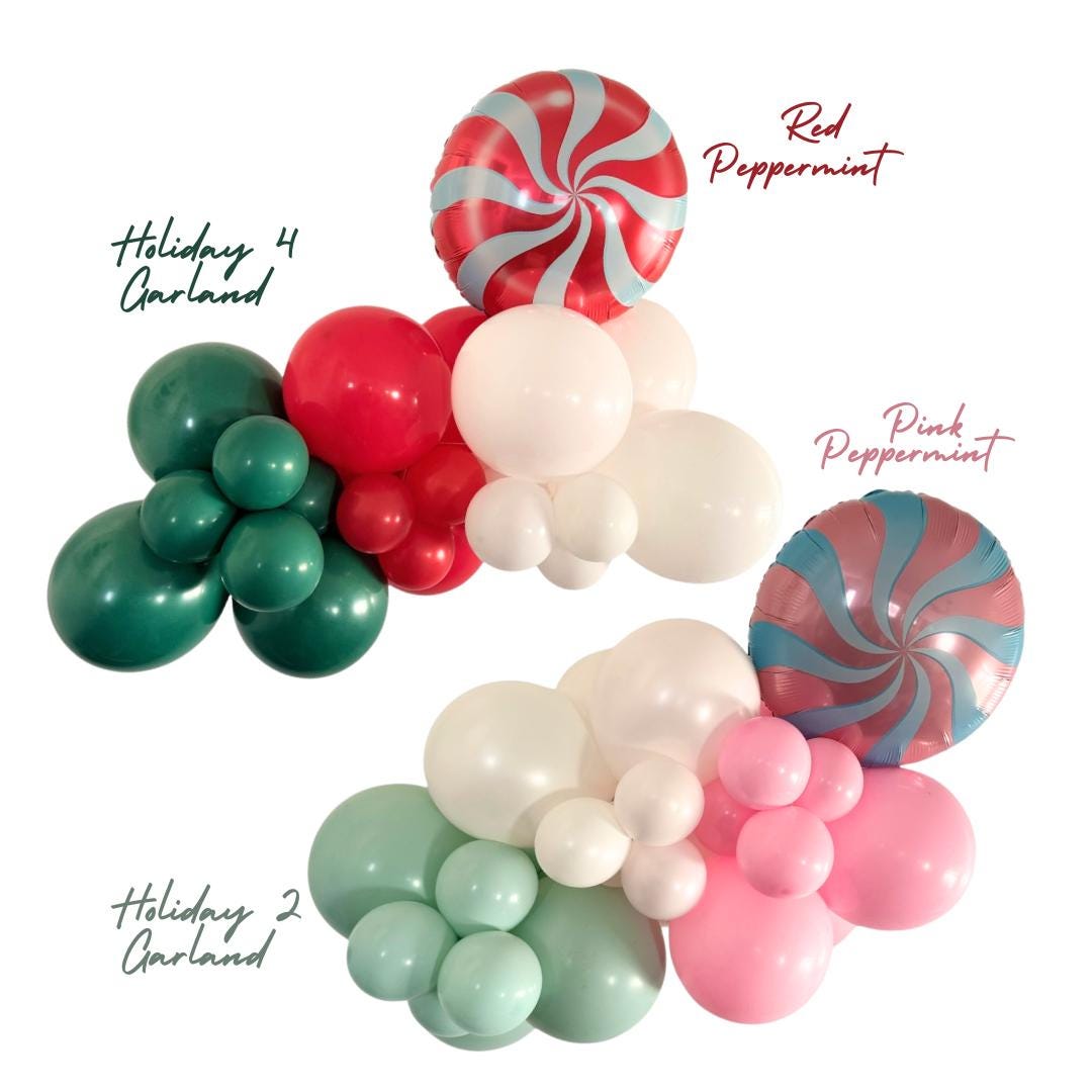 Christmas Mylar Balloon Garland Kit: Candy Cane, Snowflake, Reindeer Party Decor