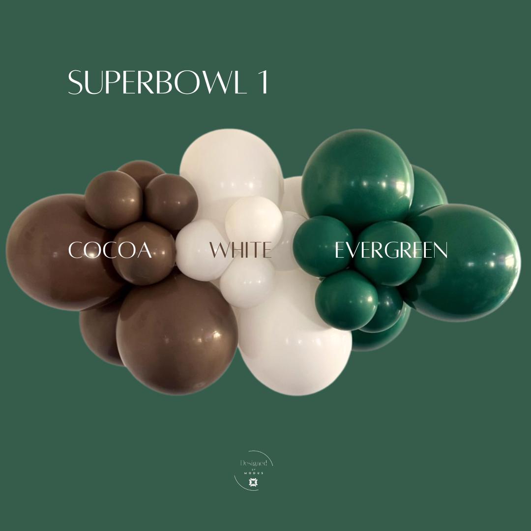 Football Party Balloon Garland: Cocoa, White, Evergreen DIY Decor