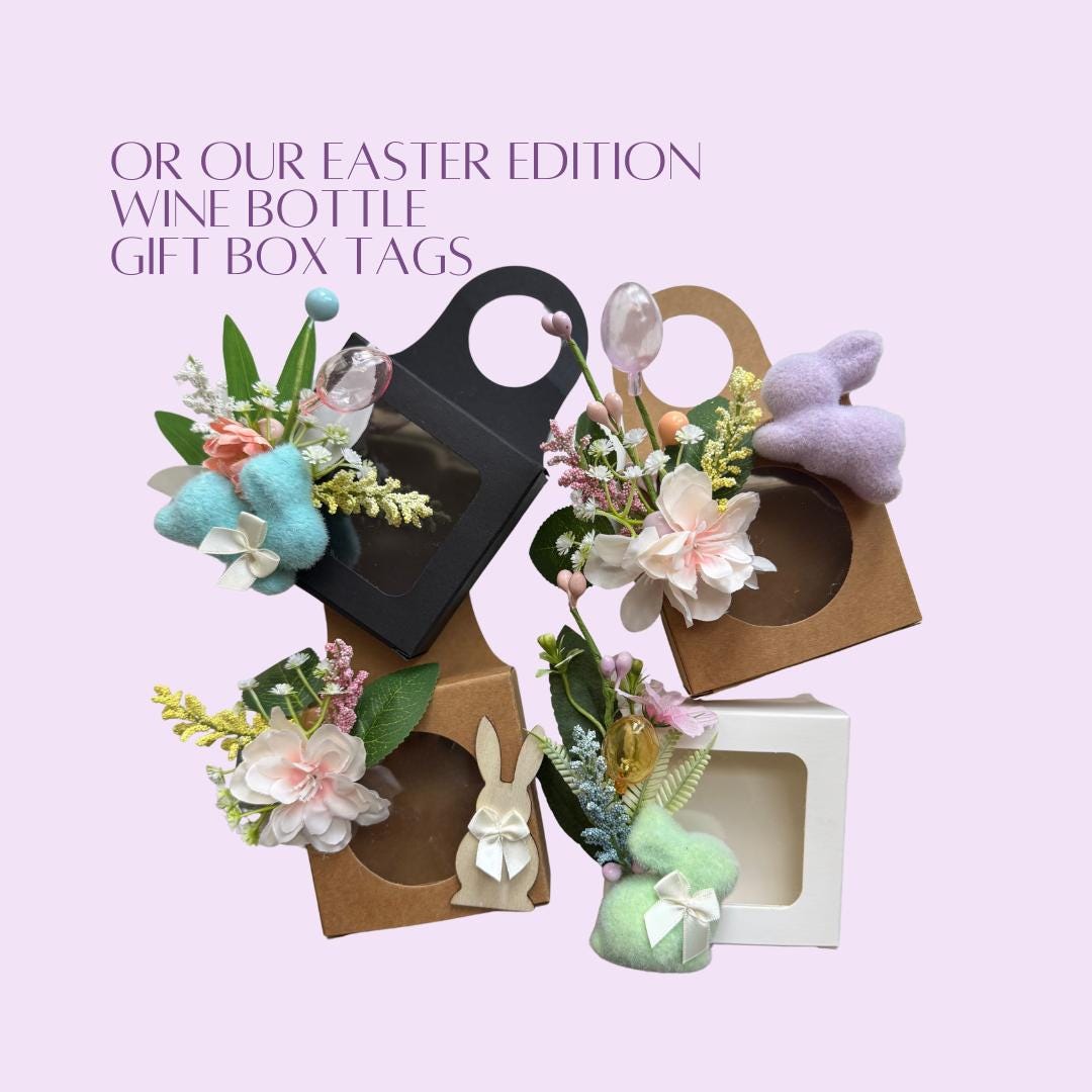 Wine bOTTLE GIFT BOX TAGS - EASTER COLORS AND FLORALS
