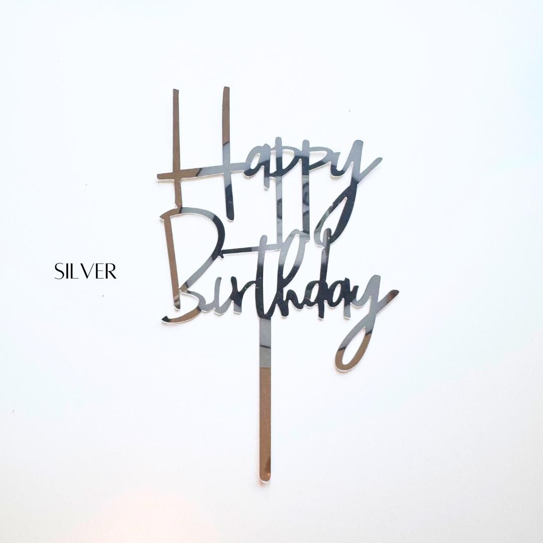 Cake Topper for Birthday Party Silver Decor