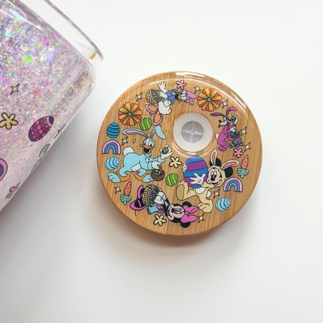 Tumbler for Iced Coffee Mickey and Friends Gift for Mom Glass Tumbler 16oz Glass Glitter TO GO Cup Snow Globe Daisy Duck Tumbler Disney Gift