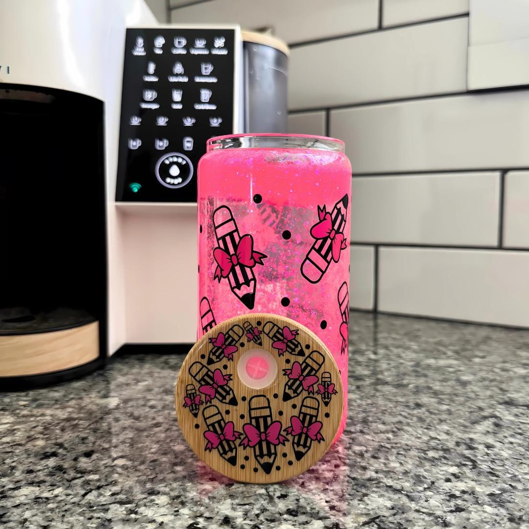 Glass Tumbler for Teacher Coffee Cup Gift for Student Ice Coffee Tumbler for Writer Gift Coffee Mug 16oz Back to School Iced Coffee Tumbler