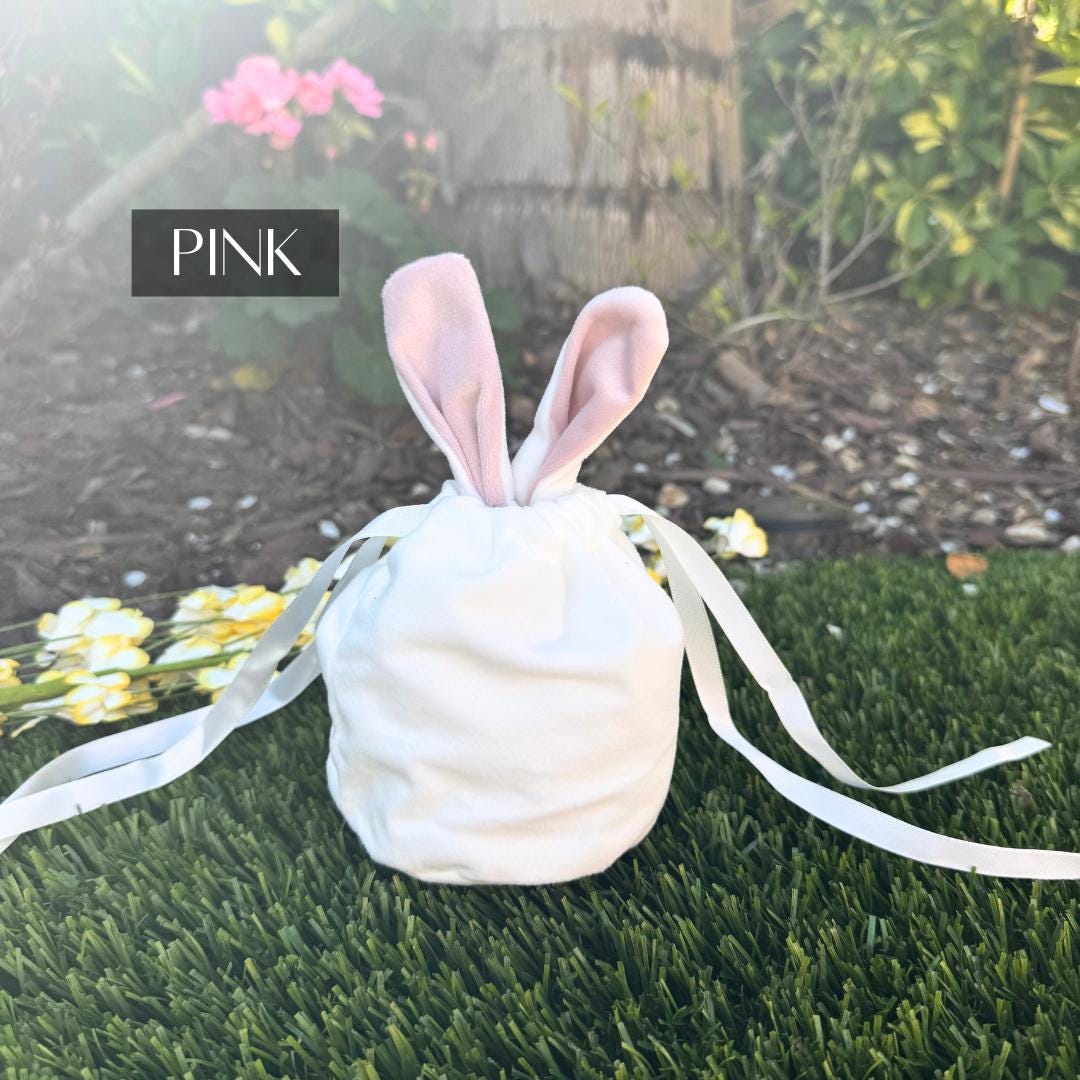 pink Customizable Easter Bunny Bag Gift