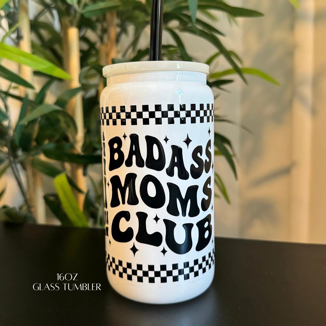Badass Mom Gift Box: Glass Tumbler, Straw, Tote & Candle