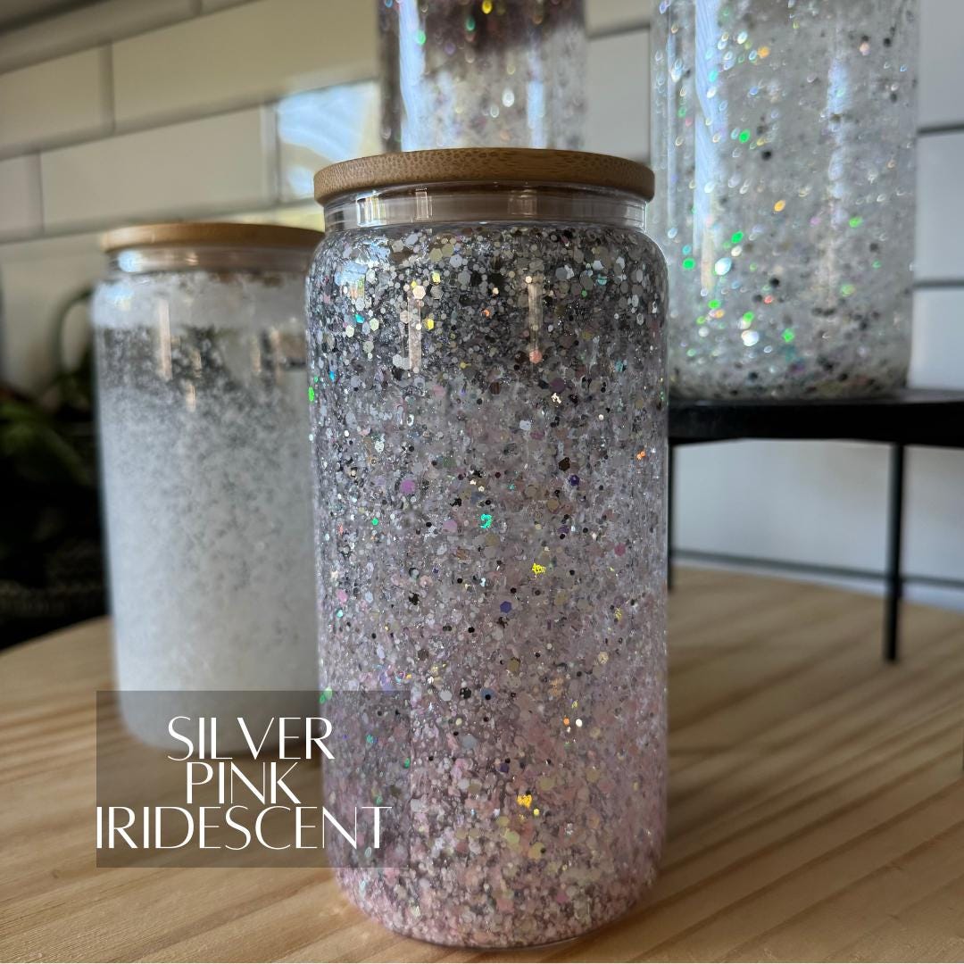 Glitter Snow Globe Iced Coffee Tumbler: 16oz Sparkly Travel Cup