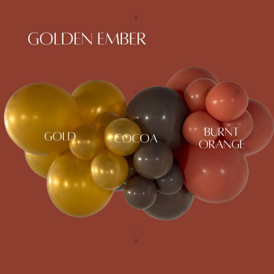 Fall Balloon Garland Kit: Burnt Orange, Cocoa, Gold Party Arch