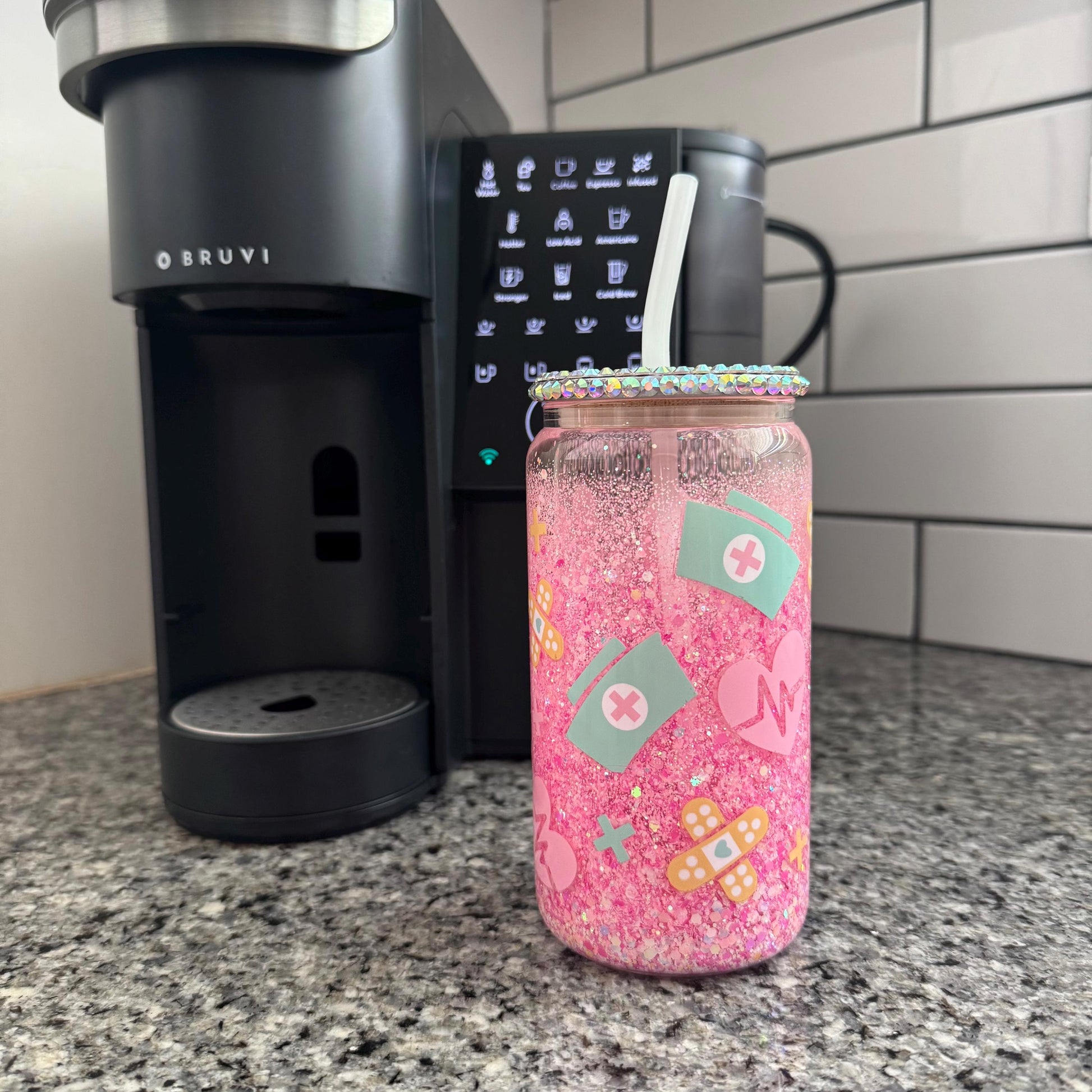 Snow Globe Sparkle Tumbler for Nurse