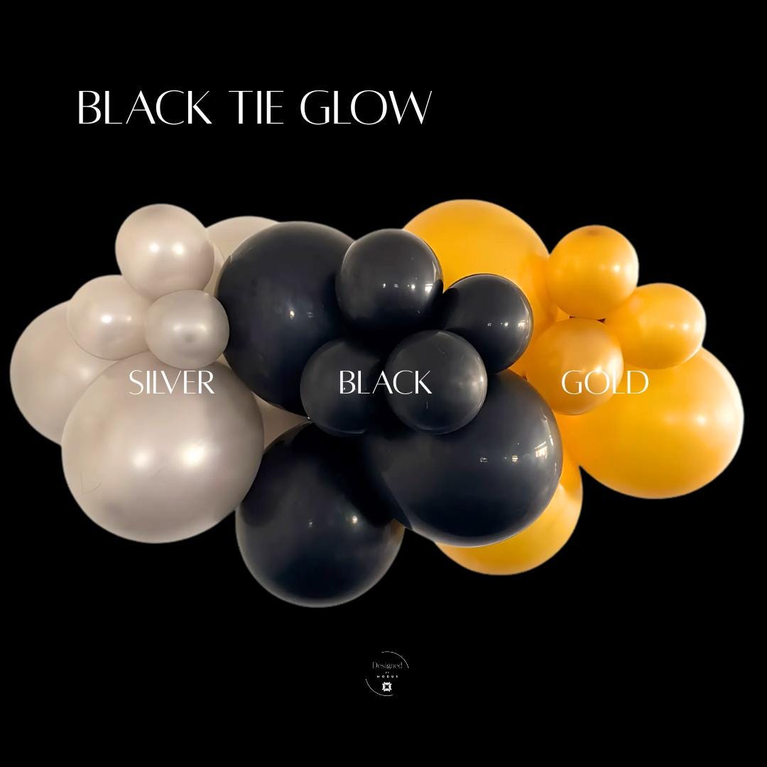 Black Silver Gold Balloon Garland Kit