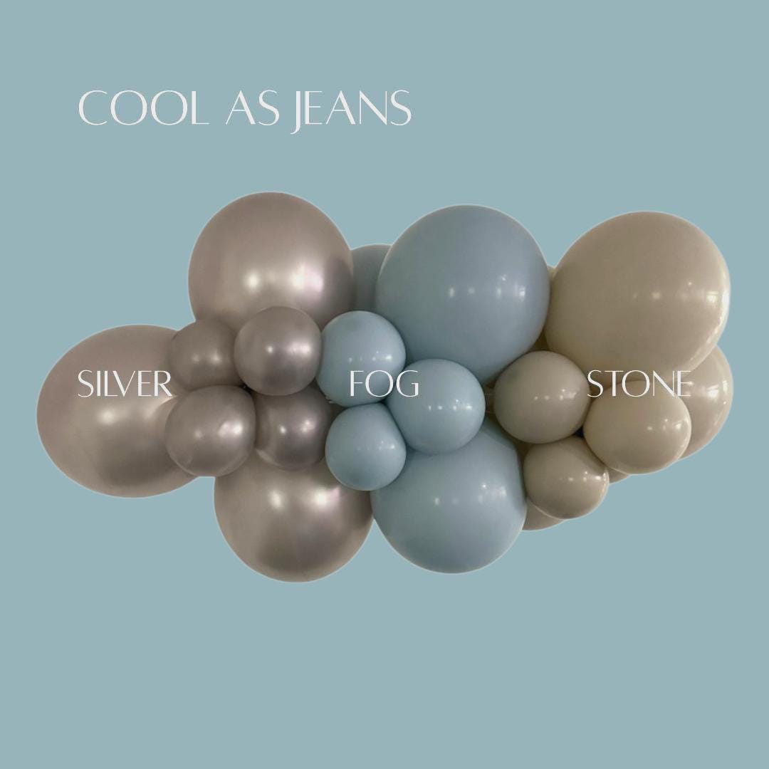 Denim blue silver gray balloon garland